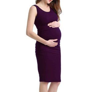 Kimi & Kai Maternity Delia Ruched Midi Dress S